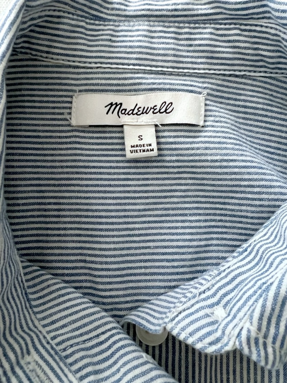 Madewell Side-button Ex-boyfriend Shirt in Blue Stripe Size Small - Picture 7 of 8